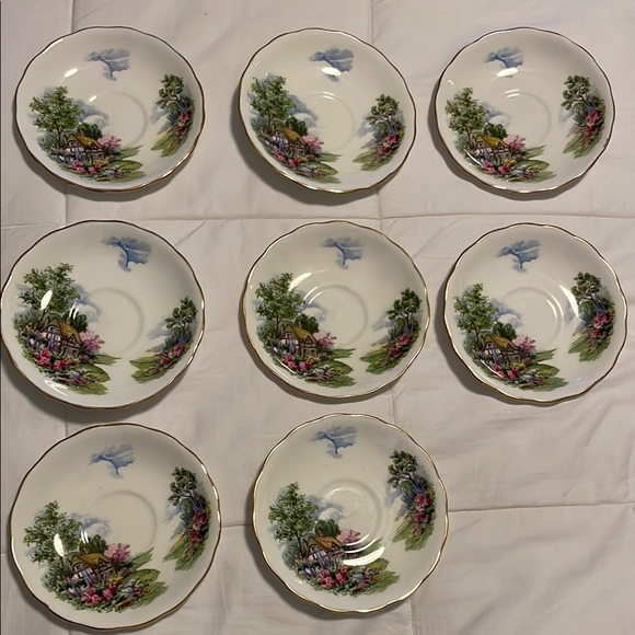 Royal Vale Bone China saucers set of 8